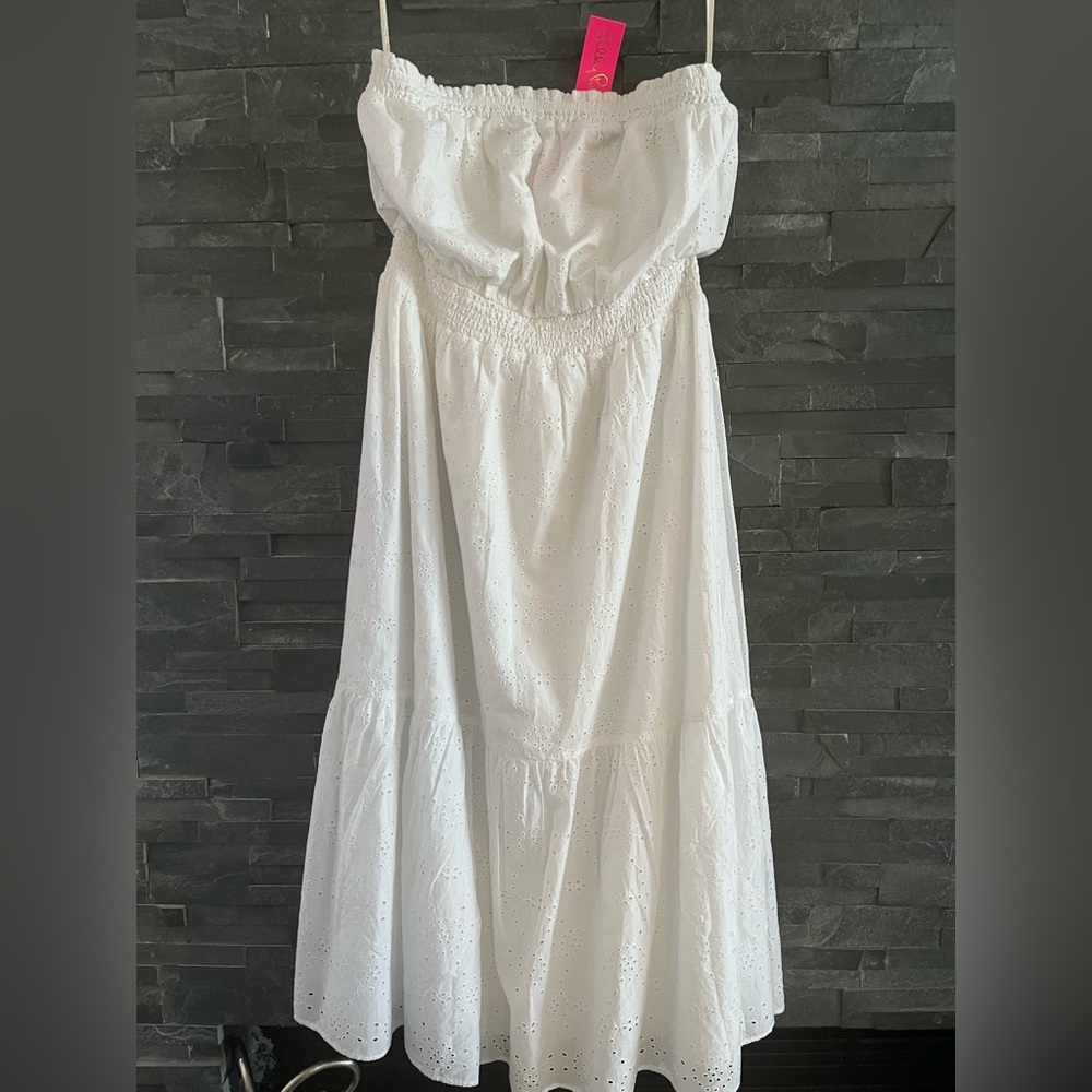 Lilly Pulitzer® Nicole Strapless Eyelet 100% Cotton Fully Lined w/Cotton dress - Picture 5 of 16